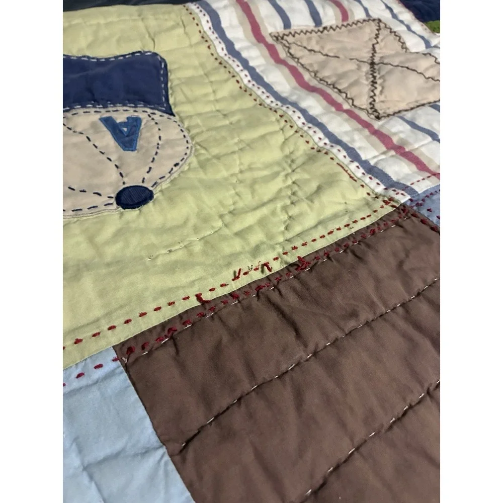 Pottery Barn Full/Queen Sports Theme Quilt Reverse Blue